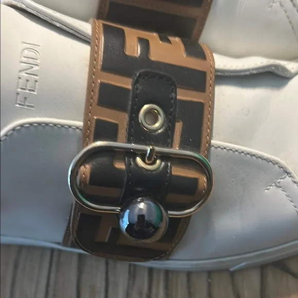 Fendi White and Brown Monogram Sneakers - Picture 3 of 6